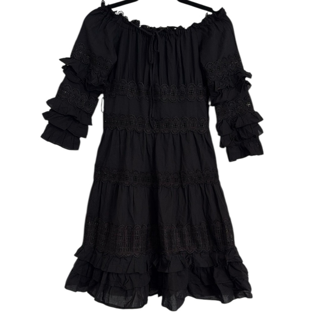 Aqua Tiered Lace Detail Dress
